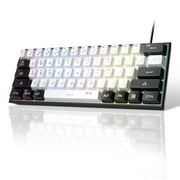 MageGee Mini 60% Gaming Keyboard, RGB Backlit 61 Key Ultra-Compact Keyboard, TS91 Ergonomic Waterproof Mechanical Feeling Office Computer Keyboard for PC, MAC, PS4, Xbox ONE GamerBlack White