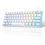 MageGee Mini 60% Gaming Keyboard, RGB Backlit 61 Key Ultra-Compact Keyboard, TS91 Ergonomic Waterproof Mechanical Feeling Office Computer Keyboard for PC, MAC, PS4, Xbox ONE GamerBlue White