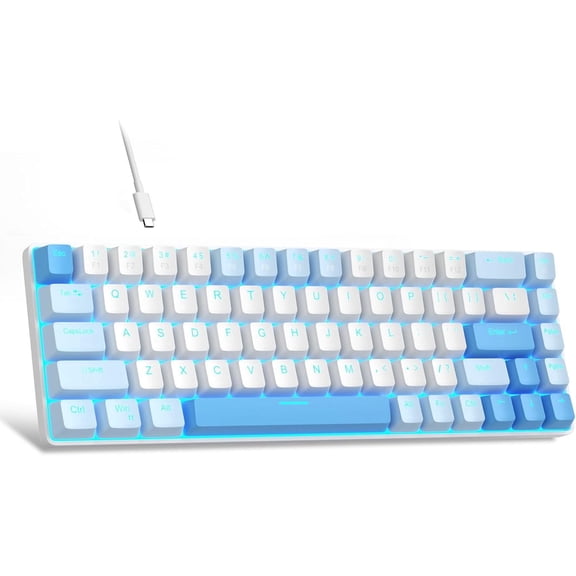 MageGee Portable 60% Mechanical Gaming Keyboard, Mk-Box LED Backlit Compact 68 Keys Mini Wired Office Keyboard with Red Switch for Windows Laptop PC Mac - Black/Grey