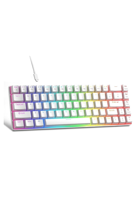 Portable 60% Mechanical Gaming Keyboard, MK-Box LED Backlit Compact 68 Keys Mini Wired Office Keyboard with Red Switch for Windows Laptop PC Mac - Black/Grey