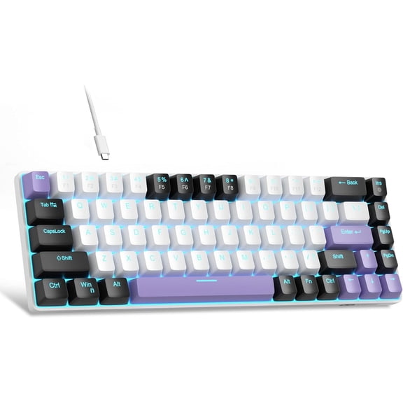 MageGee Portable 60% Mechanical Gaming Keyboard, Mk-Box LED Backlit Compact 68 Keys Mini Wired Office Keyboard with Red Switch for Windows Laptop PC Mac - Black/Grey