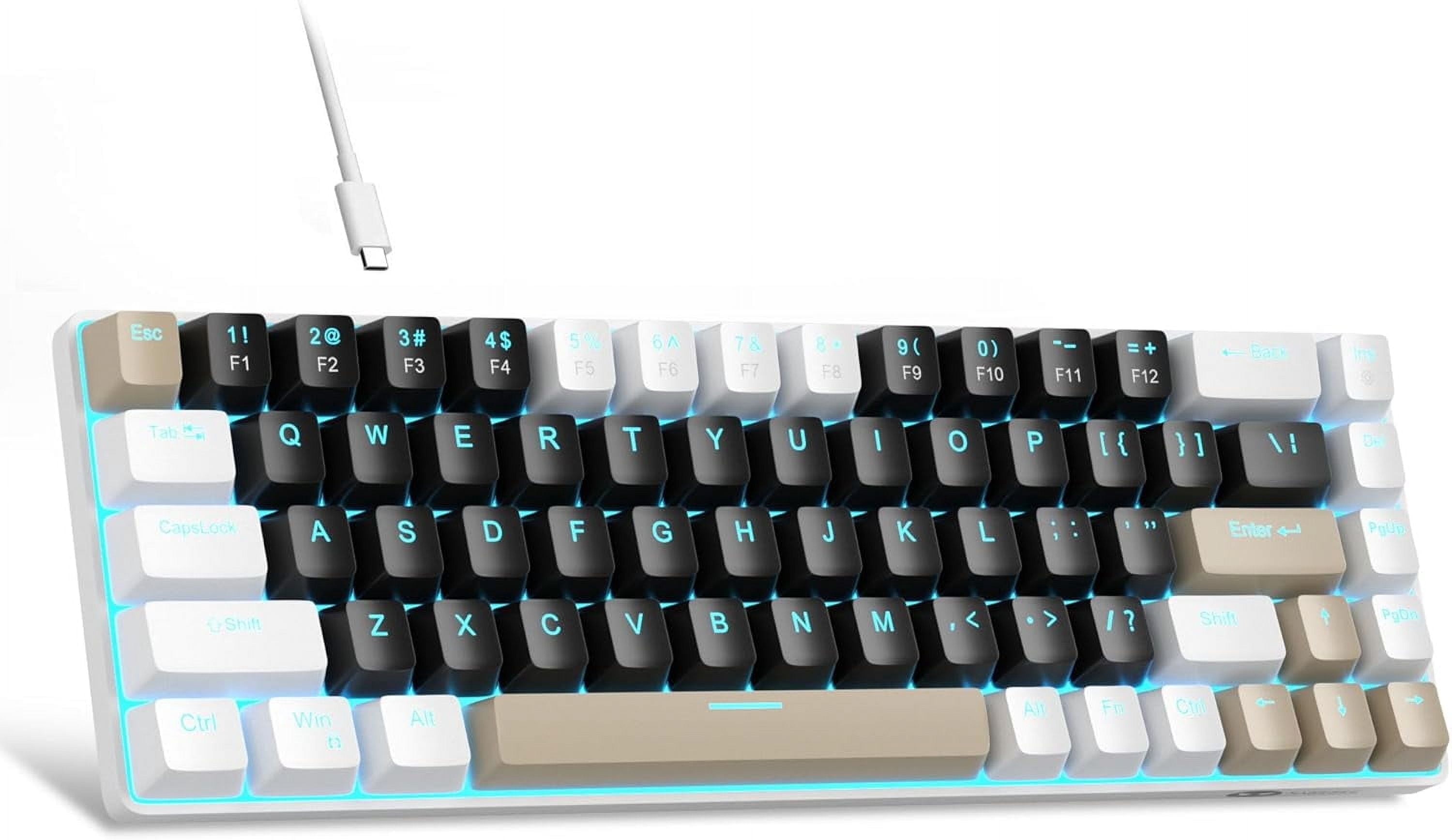 MageGee Portable 60% Mechanical Gaming Keyboard, MK-Box LED Backlit Compact 68 Keys Mini Wired Office Keyboard with Red Switch for Windows Laptop PC Mac - Black/Grey