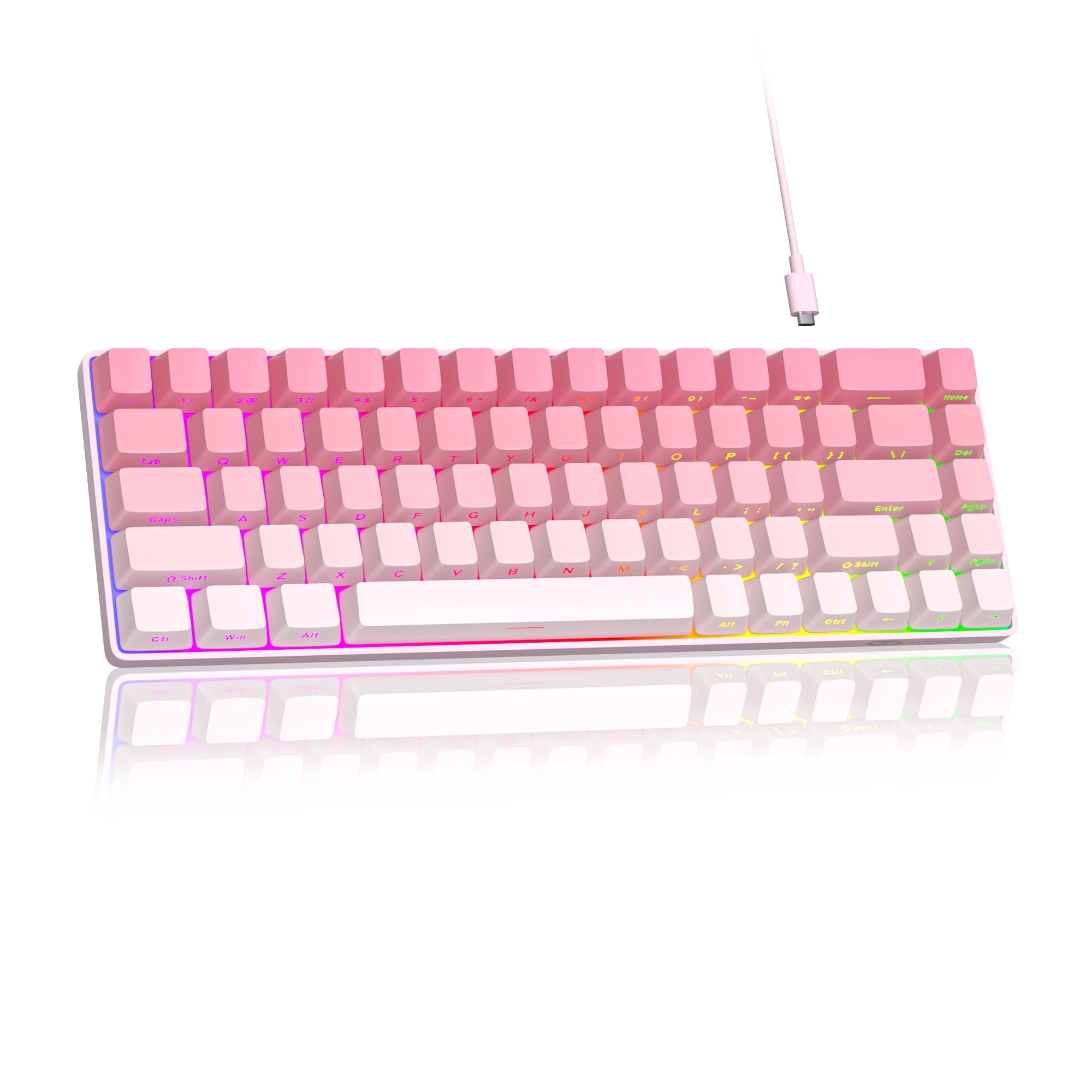 MageGee Portable 60% Mechanical Gaming Keyboard, RGB Backlit Compact 68 Keys Mini Wired Office Keyboard with Red Switches for Laptop PC Mac, Side Printed