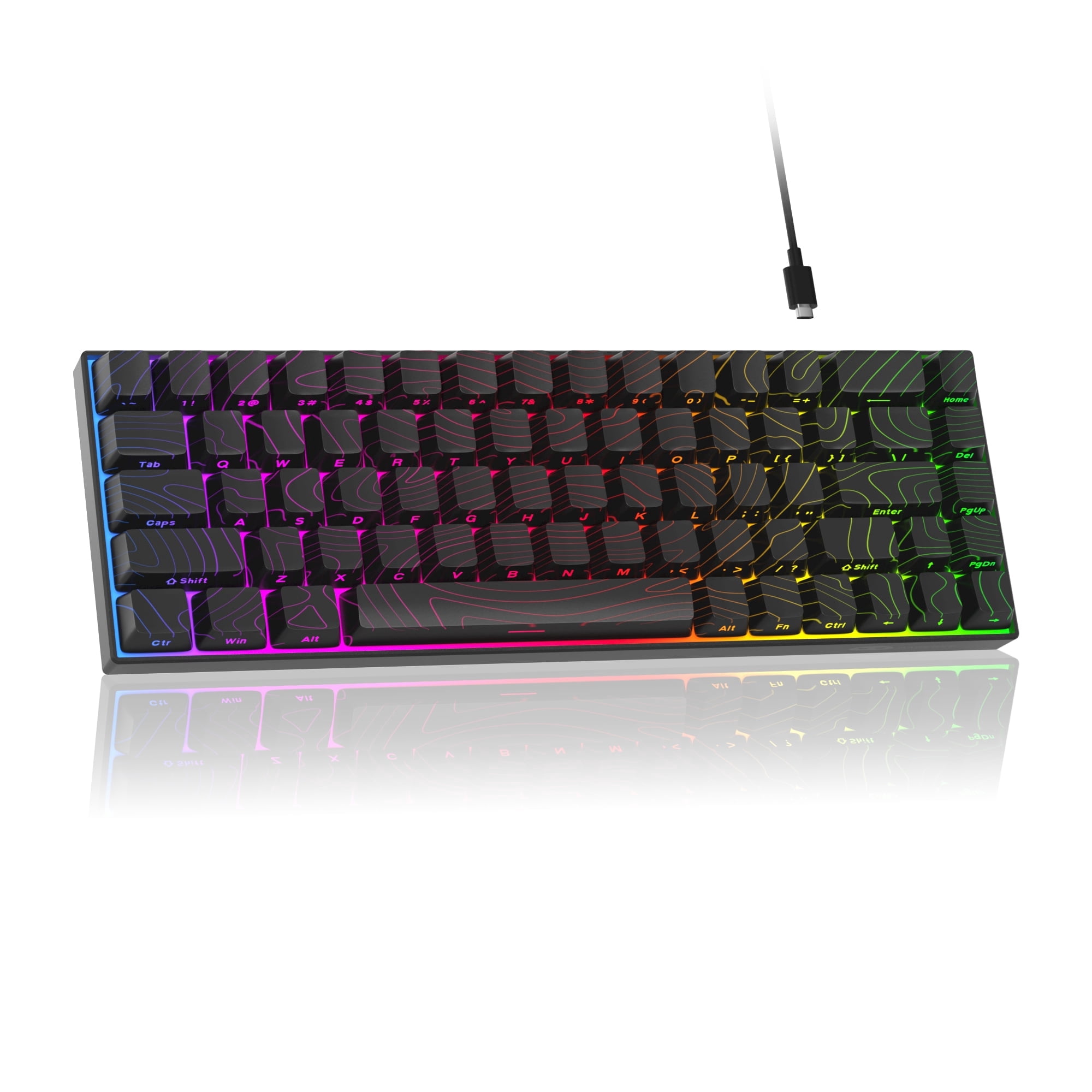 MageGee Portable 60% Mechanical Gaming Keyboard, RGB Backlit Compact 68 Keys Mini Wired Office Keyboard with Red Switches for Laptop PC Mac, Side Printed