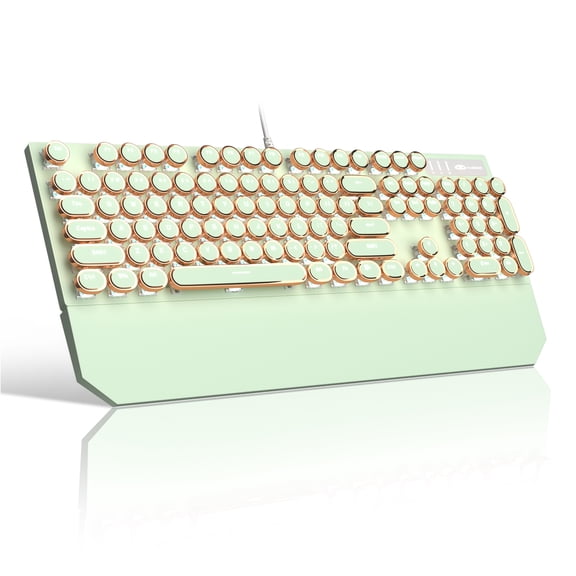 MageGee Retro Typewriter Mechanical Keyboard, 104 Keys RGB Wired Keyboard with Blue Switches for PC & Mac