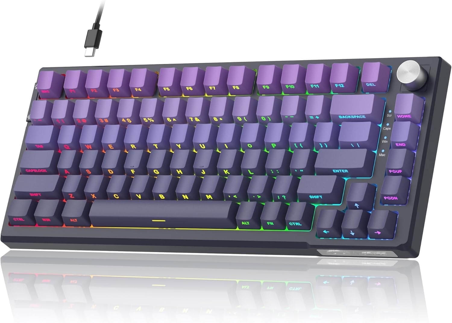 MageGee SKY81 75% Mechanical Gaming Keyboard, Hot Swappable Wired Custom Creamy Keyboards with 5-Layer Sound Dampening, Knob Control, RGB Backlit, Nkro