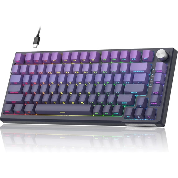 MageGee SKY81 75% Mechanical Gaming Keyboard, Hot Swappable Wired Custom Creamy Keyboards with 5-Layer Sound Dampening, Knob Control, RGB Backlit, Nkro