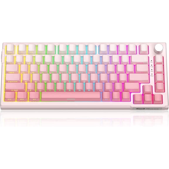 MageGee SKY81 75% Wireless Gasket Mechanical Gaming Keyboard, Hot Swappable RGB Custom Creamy w/ 5-Layer Padding, BT/2.4G/USB-C,Knob Control, NKRO