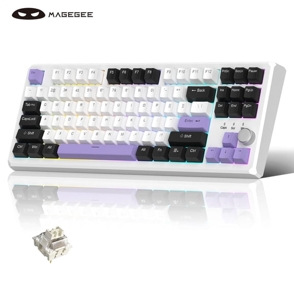 MageGee SKY87 Mechanical Wireless Keyboard Gasket 2.4G/USB/Bluetooth Rgb Pbt Side-Printed Hot Swap Custom Keyboard with Knob