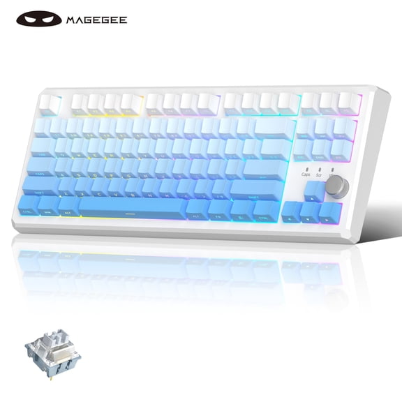 MageGee SKY87 Mechanical Wireless Keyboard Gasket 2.4G/USB/Bluetooth RGB PBT Side-Printed Hot Swap Custom Keyboard with Knob