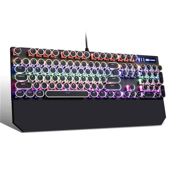MageGee Typewriter Wired Gaming Keyboard with RGB Backlight, Black