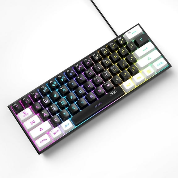 MageGee Wired Gaming Keyboard with RGB Backlight, Black/White