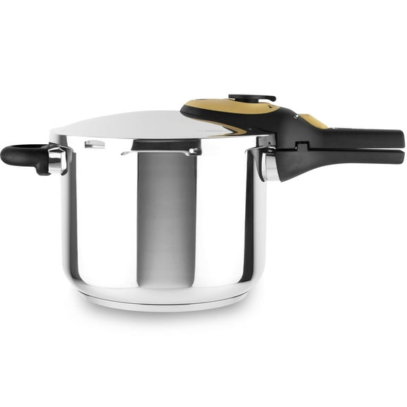 Magefesa ACTIVA2 5.3-Quart Stainless Steel Pressure Cooker, Mustard Handle, Compatible with All Types of Stovetops