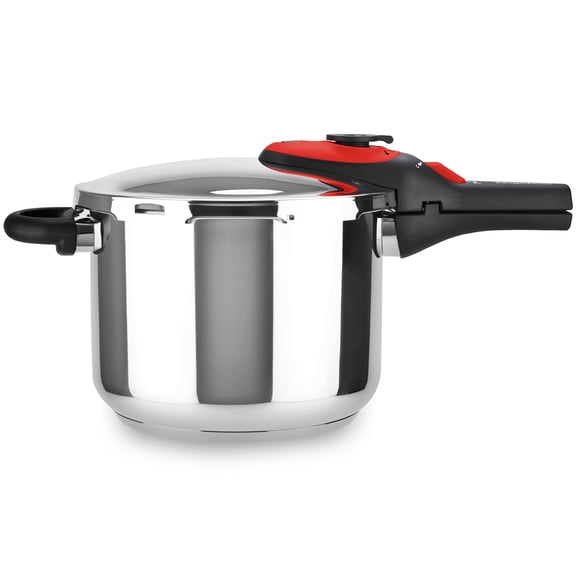 Magefesa ACTIVA2 5.3-Quart Stainless Steel Pressure Cooker, Red Handle, Compatible with All Types of Stovetops