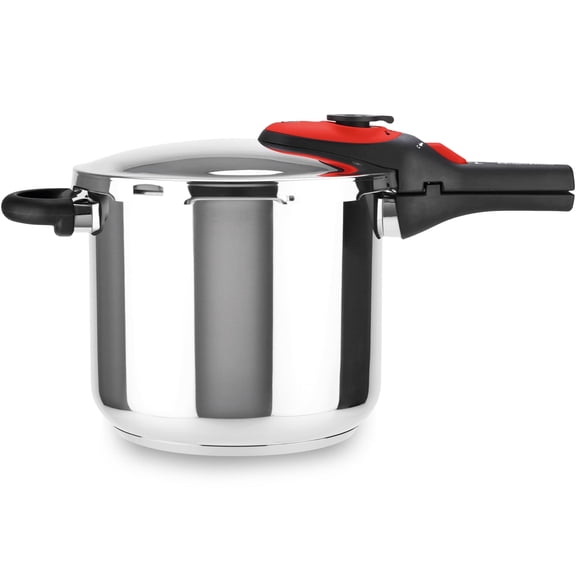 Magefesa ACTIVA2 8-Quart Stainless Steel Pressure Cooker, Red Handle, Compatible with All Types of Stovetops