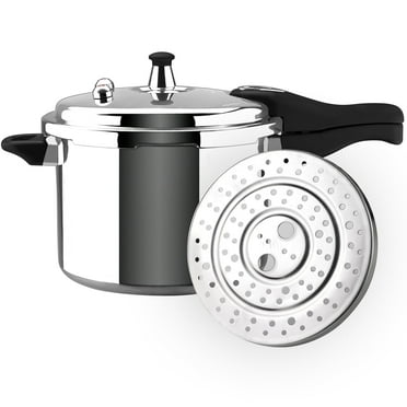 Magefesa Avant 6.2 Quart Aluminum Pressure Cooker with Canner Rack, Silicone Gasket, Fast Cooking Pot for Gas, Electric, Ceramic Stovetops
