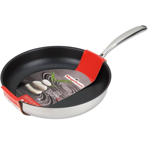 Magefesa Balance 11-Inch Stainless Steel Frying Pan with Xylan Plus Non-Stick Coating – Energy-Saving Full Induction Base, Triple-Layer Diffuser Bottom, Oven Safe, Anti-Splash Design, Skillet