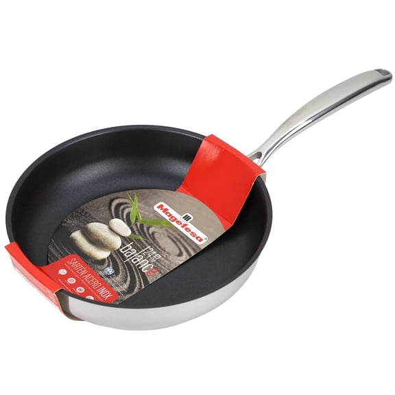 Magefesa Balance 9.4-Inch Stainless Steel Frying Pan – Oven-Safe Non Stick Skillet,  Anti-Splash Design