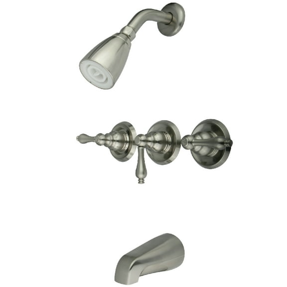 Kingston Brass Magellan Triple Handle Tub and Shower Faucet with Valve