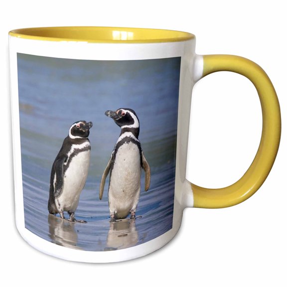 3drose, Magellanic Penguins Rest Together on the Beach - Sa09 Hro0010 - Hugh Rose, 11oz Two-tone Yellow Mug