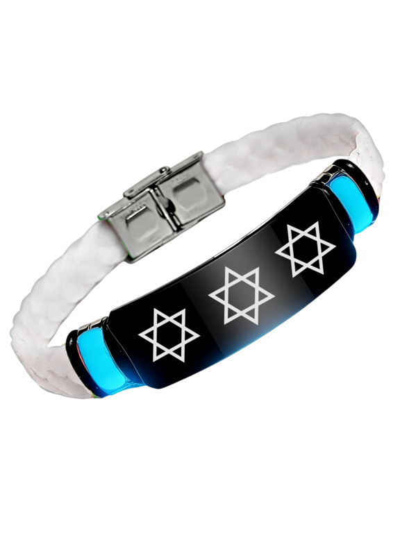 Magen David Glow Bracelet, Glow in The Dark Star of David Silicone Wristband – Jewish Faith Wristband for Men Women, Israel Gift for Hanukkah & Birthdays