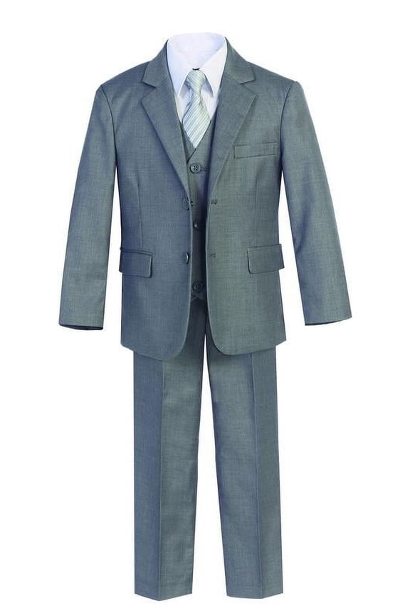 Boys Formal Suit 7pcs Set Suit 1-18 Medium Gray 2 Button (as1, numeric, numeric_12)