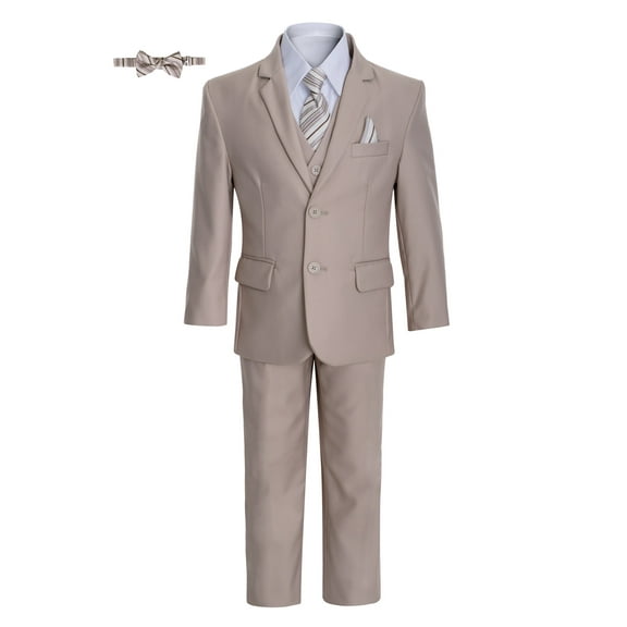 Magen Kids Boys Formal Suit 7pcs Set Suits 1-18 Beige 2 Buttons (as1, numeric, numeric_16)