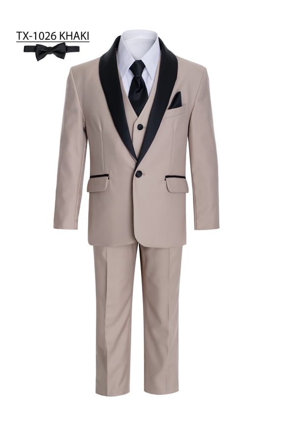 Boys Tuxedo 7pcs Set Suit 1-18 KHAKI 2 Buttons (as1, numeric, numeric_2)