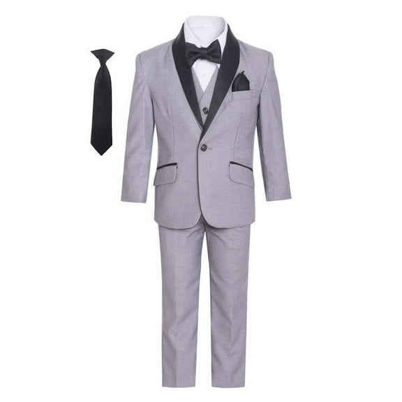 Magen Kids Boys Tuxedo 7pcs Set Suit 1-18 in light Gray 2 buttons (as1, numeric, numeric_16)