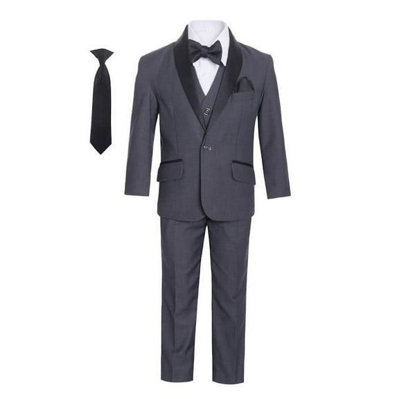 Magen Kids Boys Tuxedo7pcs Set Suit 1-18 in Charcoal 2 buttons (as1, numeric, numeric_16)