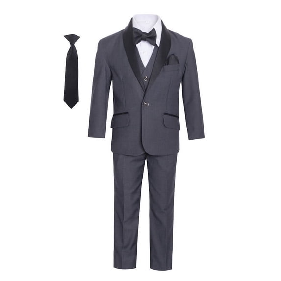 Magen Kids Boys Tuxedo7pcs Set Suit 1-18 in Charcoal 2 buttons (as1, numeric, numeric_4)