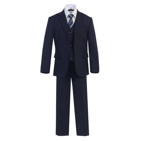 Magen Kids Husky Boys Suit 7pcs Set Suit 8-20 Navy 2 Button (as1, numeric, numeric_8, husky)