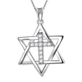thumbnail image 1 of Magen Star of David Necklace Corss Pendant 925 Sterling Silver Jewish Lucky Amulet Jewelry Gifts for Women Mens Boyfriend, 1 of 7