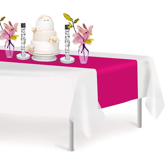 Magenta 1 Pack Premium Disposable Plastic Table Runner 14 x 108 Inch. Decorative Table Runner for Dinner Parties & Events, Decor By Grandipity