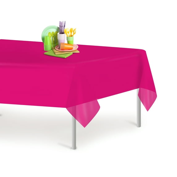 Magenta 12 Pack Premium Disposable Plastic Tablecloth 54 Inch. x 108 Inch. Rectangle Table Cover By Grandipity