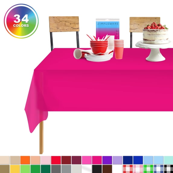 Magenta 12 Pack Standard Disposable Plastic Party Tablecloth 54 Inch. x 108 Inch. Rectangle Table Cover By Zimpleware