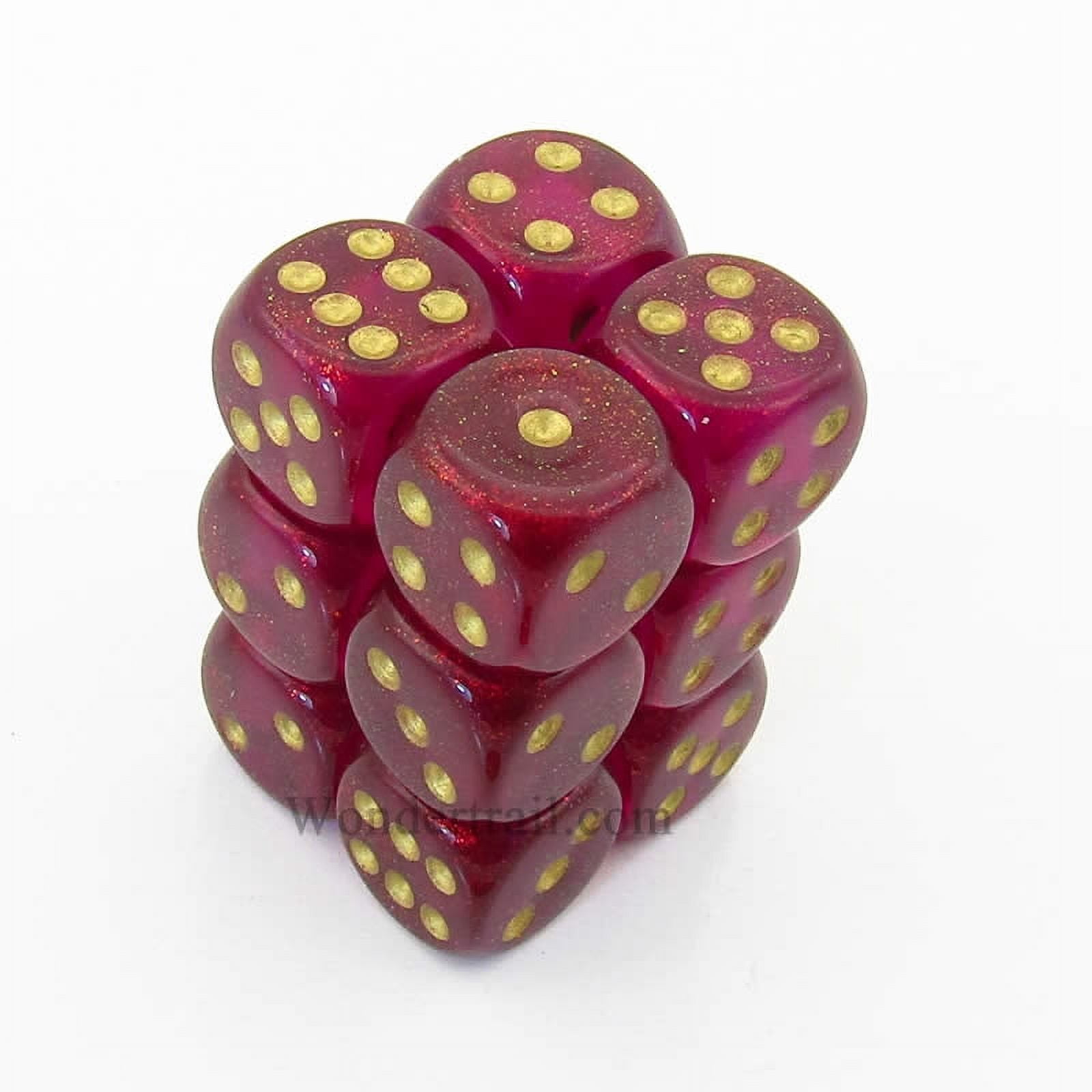 Magenta Borealis With Gold Pips 12mm D6 Dice Set Of 12 WCX27824E12