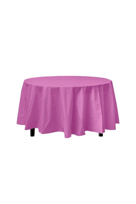 Magenta Decorations | Round Magenta Table Cloth | Round Plastic Table Cover - Magenta - 84in. - 1 Piece (fdp91027)