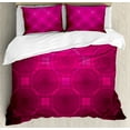 thumbnail image 1 of Magenta Duvet Cover Set, Disc Shaped Fluid Dynamics with Circular Spherical Forms Whirls Rings Print Image, Decorative 3 Piece Bedding Set with 2 Pillow Shams, King Size, Magenta, by Ambesonne, 1 of 3