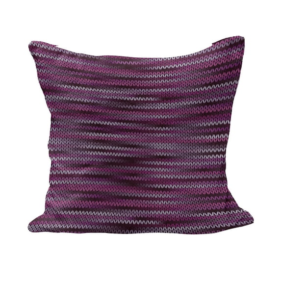 Magenta Fluffy Throw Pillow Cushion Cover, Vintage Knit Pattern Featured Variations of Pink Tone Nostalgic Vibrant Art, Decorative Square Pillow Case, 36" x 36", Fuchsia and Violet, by Ambesonne