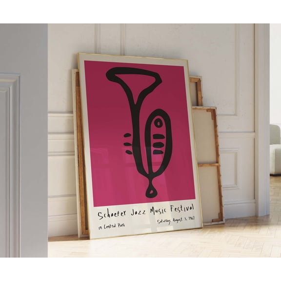 Magenta Jazz NYC Central Park Trumpet Festival Art, Stretched Canvas 8x10in