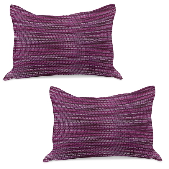 Magenta Knitted Quilt Pillowcover Set of 2, Vintage Knit Pattern Featured Variations of Pink Tone Nostalgic Vibrant Art, Standard Queen Pillow Sham Bedroom, 30" x 20", Fuchsia and Violet, by Ambesonne