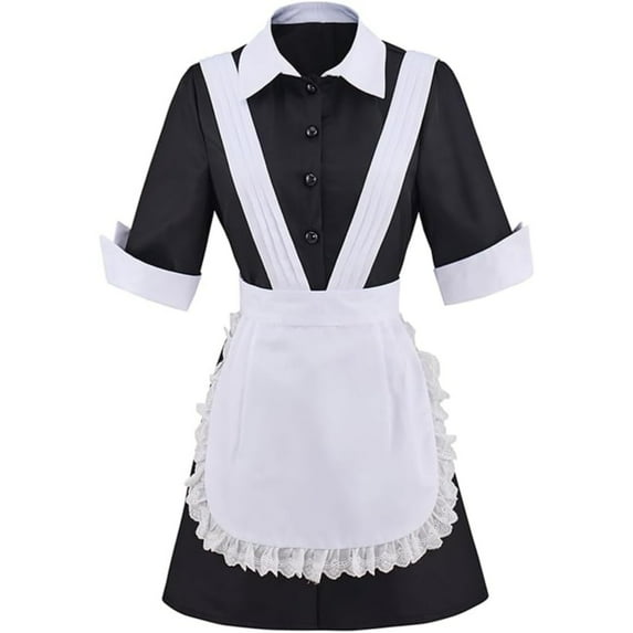 Magenta Maid Dress & Apron Full Set  Stage Performance Dress