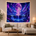 thumbnail image 1 of Magenta Moon Above a Cosmic Waterfall, Dreamy Fantasy for Space Lovers, Galaxy Landscape Wall Art, Housewarming Gift, Tapestry Wall Hanging for Bedroom, Living Room and Gaming Room, 1 of 7