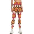 Magenta Orange Ivory & Brown Retro 1960s Circle Pattern Leggings for