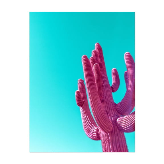 Magenta Pink Saguaro - Phoenix Arizona Photography Cactus Surrealism Desert Psychedelic Abstract Modern Art Minimalist Unframed Wall Art Print 36 x 48 inches