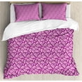 thumbnail image 1 of Magenta Queen Size Duvet Cover Set, Middle Eastern Paisley Pattern Medieval Arabic Motifs Timeless Boho Design, Decorative 3 Piece Bedding Set with 2 Pillow Shams, Purple Magenta Pink, by Ambesonne, 1 of 3