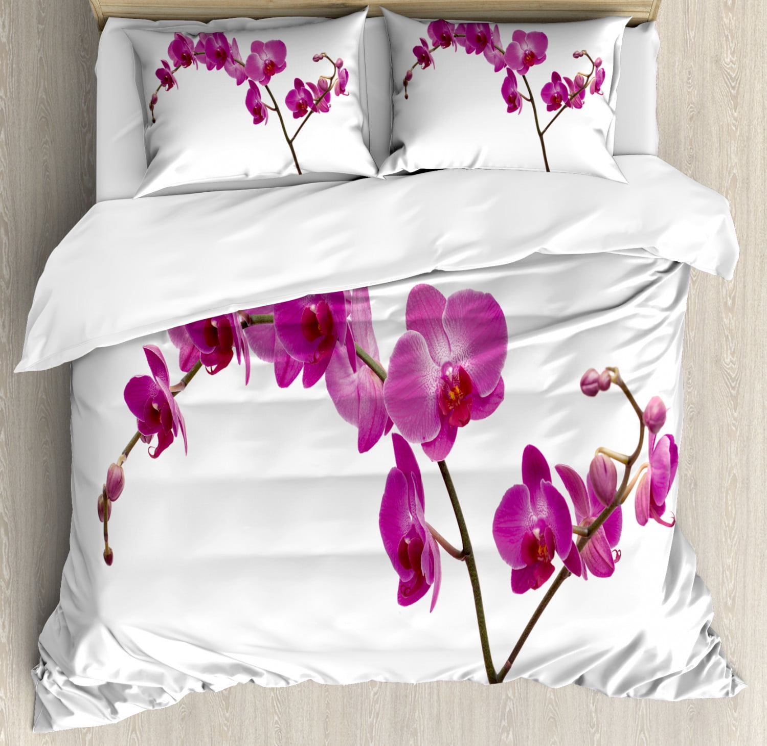 Magenta Floral Queen Size Microfiber Duvet Cover Set