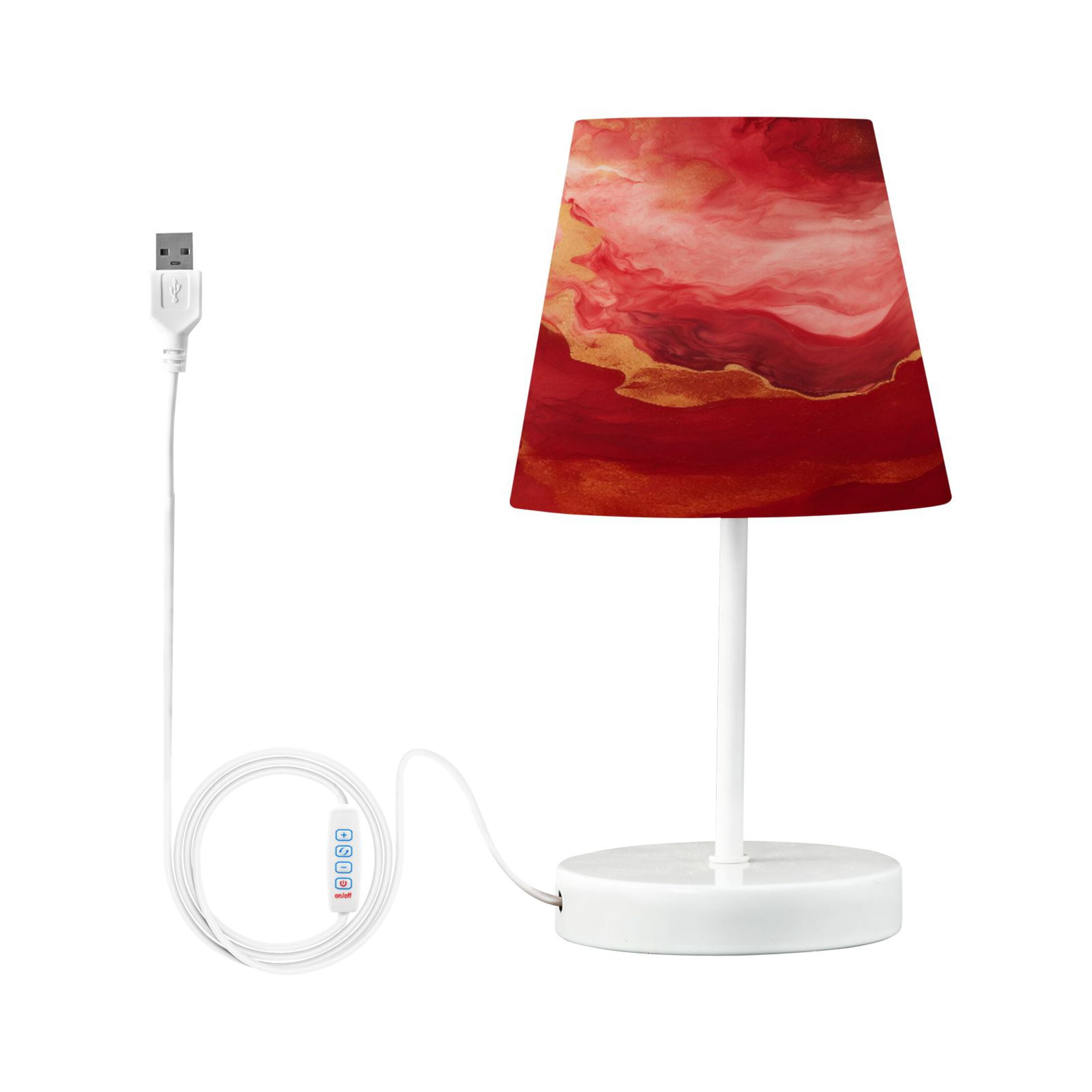 Magenta Red Marble Desk Lamp LED Table Nightstand Lamps with 3 Color ...
