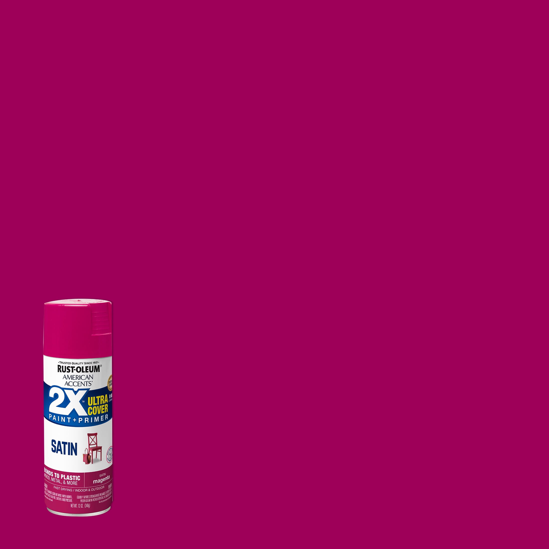 Magenta, Rust-Oleum American Accents 2X Ultra Cover Satin Spray Paint- 12 oz